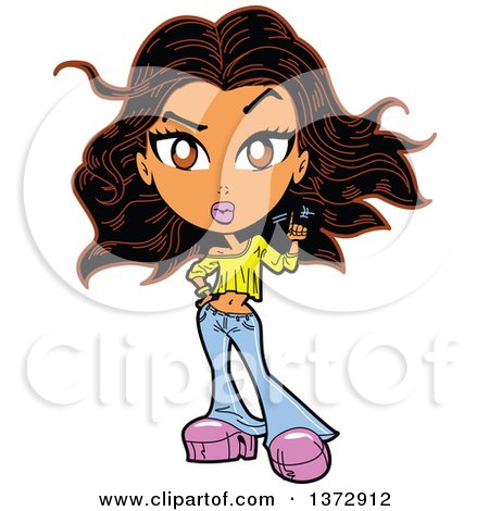 Clipart Of A Sassy Angry Hispanic Urban Girl Wagging Her Finger - Royalty Free Vector Illustration by Clip Art Mascots