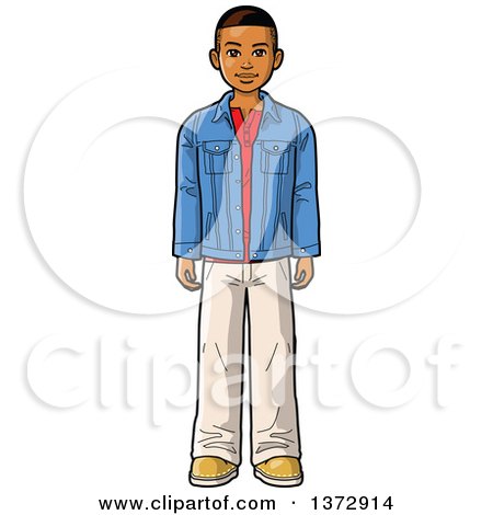Clipart Of A Casual Young Black Man - Royalty Free Vector Illustration by Clip Art Mascots