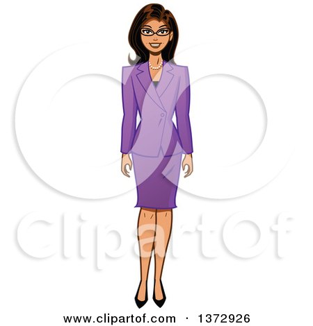 Clipart Of A Brunette White Business Woman in a Purple Skirt Suit - Royalty Free Vector Illustration by Clip Art Mascots