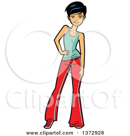 Clipart Of A Sassy Young Woman Posing With Attitude - Royalty Free Vector Illustration by Clip Art Mascots