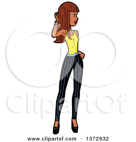 Clipart Of A Young Black Super Model Posing - Royalty Free Vector Illustration by Clip Art Mascots