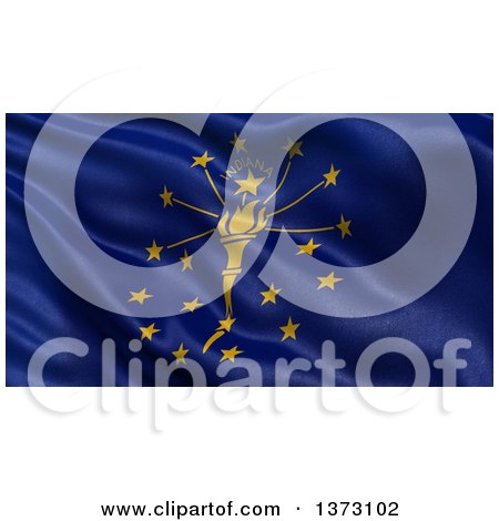 Clipart of a 3d Rippling State Flag of Indiana, USA - Royalty Free Illustration by stockillustrations