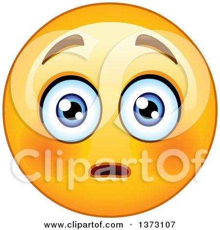 Clipart of a Cartoon Yellow Emoticon Smiley Emoji with a Flushed Expression - Royalty Free Vector Illustration by yayayoyo