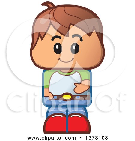 Clipart Of A Casual Brunette White Boy Avatar - Royalty Free Vector Illustration by Clip Art Mascots
