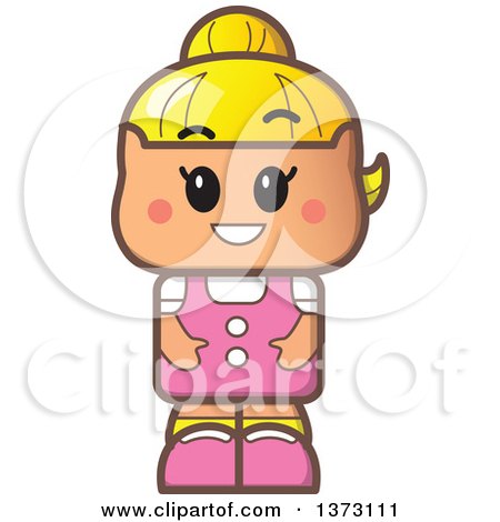 Clipart Of A Happy Blond White Girl - Royalty Free Vector Illustration by Clip Art Mascots
