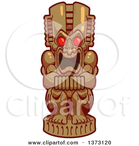 Clipart Of A Tiki Statue With Red Eyes - Royalty Free Vector Illustration by Clip Art Mascots
