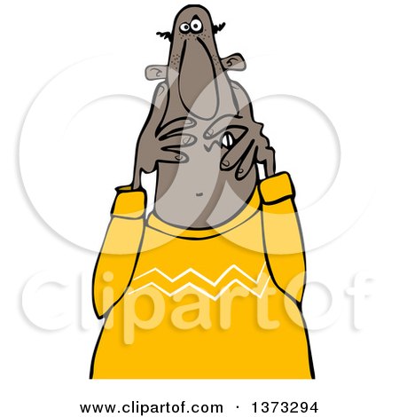 Clipart of a Cartoon Scared Black Man Covering His Face - Royalty Free Vector Illustration by djart