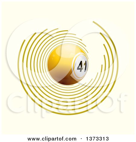 Clipart of a 3d Yellow Bingo Ball with Circles on off White - Royalty Free Vector Illustration by elaineitalia
