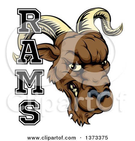 Clipart of a Snarling Ram Head Mascot with Text - Royalty Free Vector Illustration by AtStockIllustration