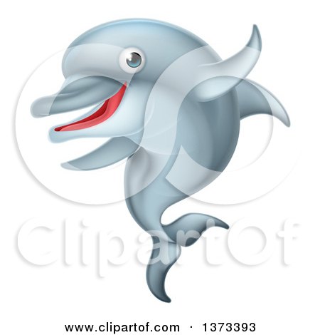 Clipart of a Happy Cute Dolphin - Royalty Free Vector Illustration by AtStockIllustration