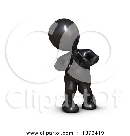 Clipart of a 3d Black Man Forming a Heart with His Hands, on a White Background - Royalty Free Illustration by KJ Pargeter