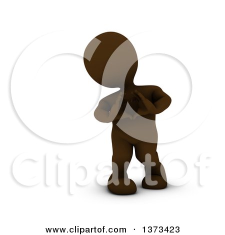 Clipart of a 3d Brown Man Forming a Heart with His Hands, on a White Background - Royalty Free Illustration by KJ Pargeter