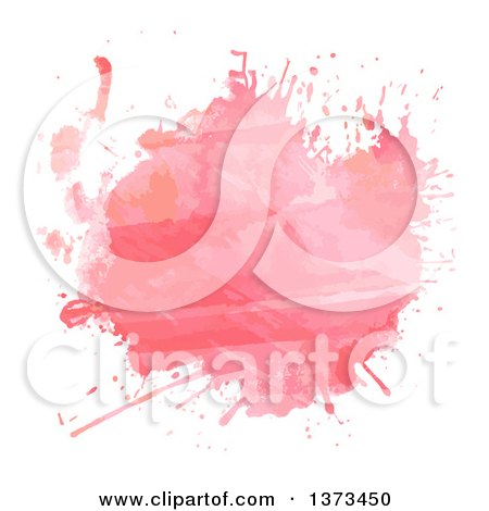 Clipart of a Pink Watercolor Paint Splatter, on White - Royalty Free Vector Illustration by KJ Pargeter