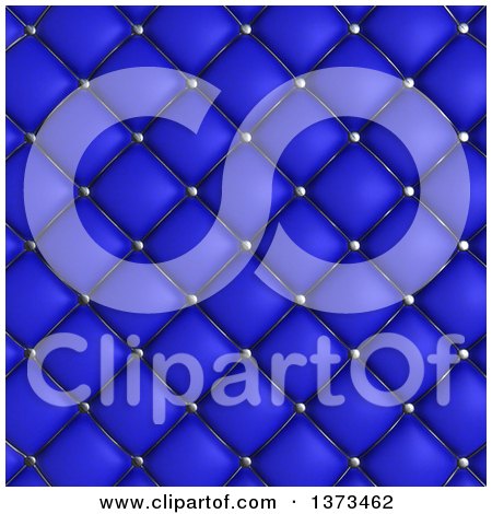 Clipart of a Background of 3d Blue Quilted Leather Upholstery - Royalty Free Illustration by KJ Pargeter