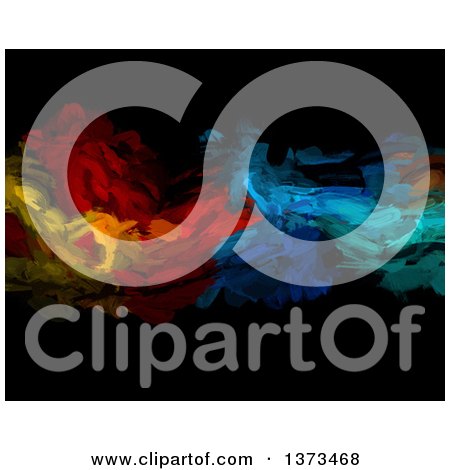 Clipart of a Background of Colorful Oil Paint Strokes on Black - Royalty Free Illustration by KJ Pargeter