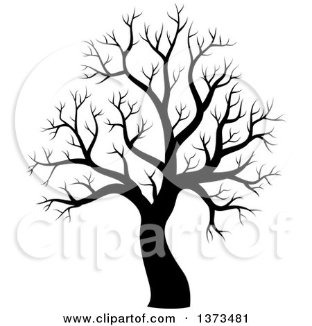Clipart of a Bare Black Silhouetted Tree - Royalty Free Vector Illustration by visekart