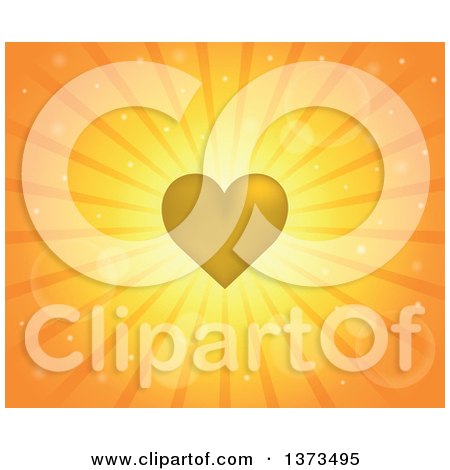 Clipart of a Golden Valentines Day Heart Burst - Royalty Free Vector Illustration by visekart