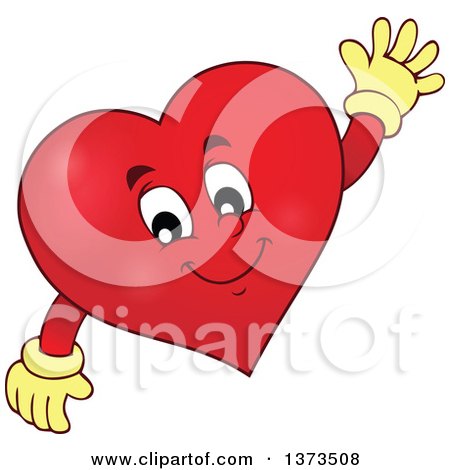 Clipart of a Valentine Heart Character Waving - Royalty Free Vector Illustration by visekart
