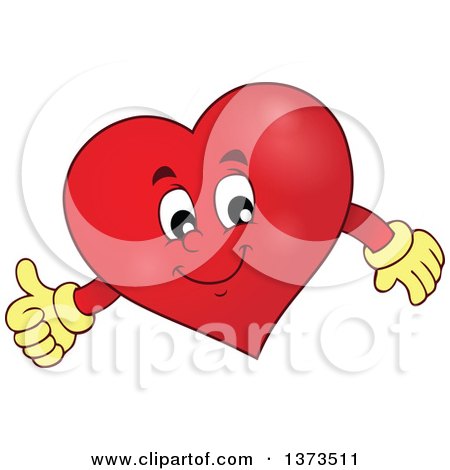 Clipart of a Valentine Heart Character Giving a Thumb up - Royalty Free Vector Illustration by visekart