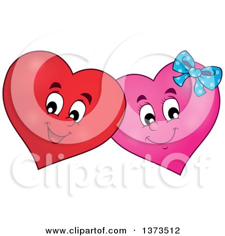 Clipart of a Valentine Heart Character Couple - Royalty Free Vector Illustration by visekart