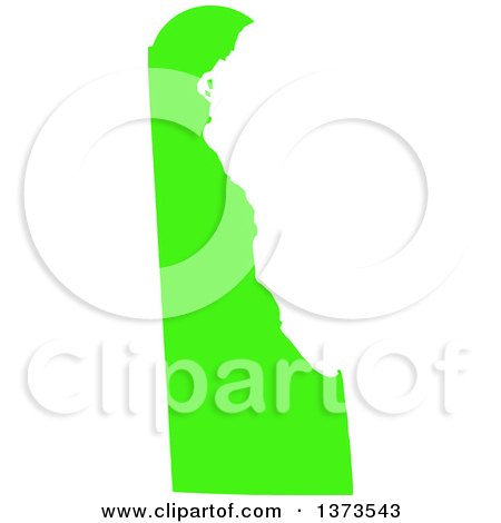 Clipart of a Lyme Disease Awareness Lime Green Colored Silhouetted Map of the State of Delaware, United States - Royalty Free Vector Illustration by Jamers