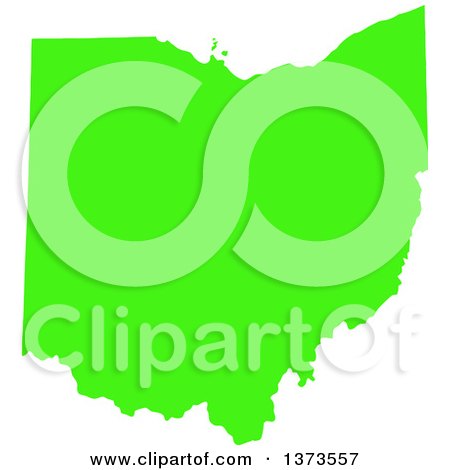 Clipart of a Lyme Disease Awareness Lime Green Colored Silhouetted Map of the State of Ohio, United States - Royalty Free Vector Illustration by Jamers