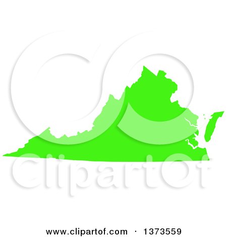 Clipart of a Lyme Disease Awareness Lime Green Colored Silhouetted Map of the State of Virginia, United States - Royalty Free Vector Illustration by Jamers