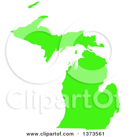 Clipart of a Lyme Disease Awareness Lime Green Colored Silhouetted Map of the State of Michigan, United States - Royalty Free Vector Illustration by Jamers