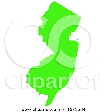 Clipart of a Lyme Disease Awareness Lime Green Colored Silhouetted Map of the State of New Jersey, United States - Royalty Free Vector Illustration by Jamers