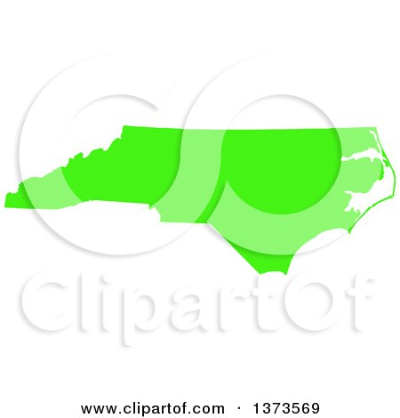 Clipart of a Lyme Disease Awareness Lime Green Colored Silhouetted Map of the State of North Carolina, United States - Royalty Free Vector Illustration by Jamers