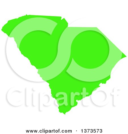 Clipart of a Lyme Disease Awareness Lime Green Colored Silhouetted Map of the State of South Carolina, United States - Royalty Free Vector Illustration by Jamers