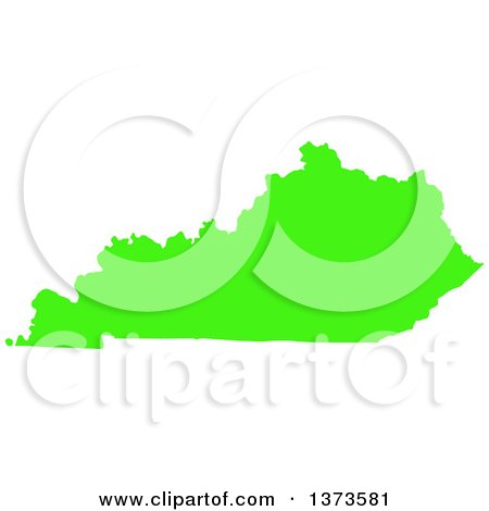 Clipart of a Lyme Disease Awareness Lime Green Colored Silhouetted Map of the State of Kentucky, United States - Royalty Free Vector Illustration by Jamers