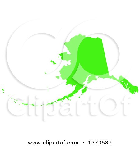 Clipart of a Lyme Disease Awareness Lime Green Colored Silhouetted Map of the State of Alaska, United States - Royalty Free Vector Illustration by Jamers