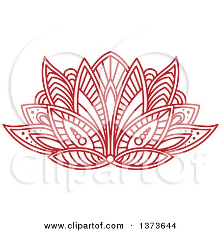 Clipart of a Red Henna Lotus Flower - Royalty Free Vector Illustration by Vector Tradition SM