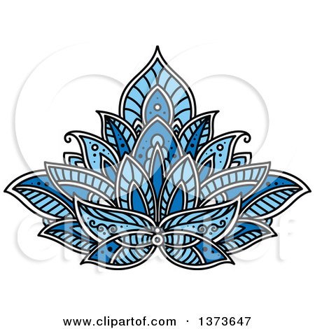 Clipart of a Blue Henna Lotus Flower - Royalty Free Vector Illustration by Vector Tradition SM
