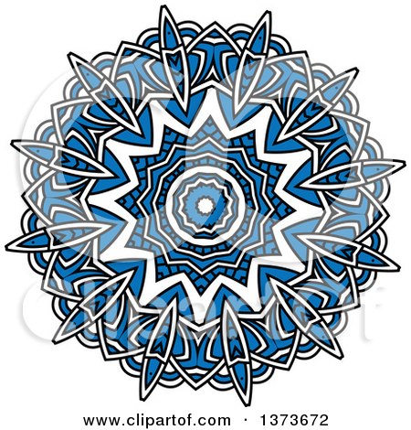 Clipart of a Blue and White Kaleidoscope Flower - Royalty Free Vector Illustration by Vector Tradition SM