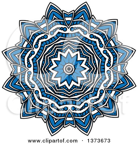 Clipart of a Blue and White Kaleidoscope Flower - Royalty Free Vector Illustration by Vector Tradition SM