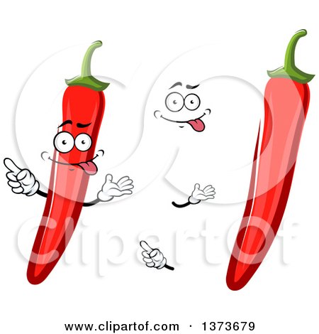 Clipart of a Cartoon Face, Hands and Red Chili Peppers - Royalty Free Vector Illustration by Vector Tradition SM