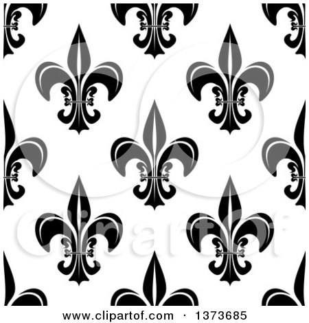 Clipart of a Seamless Pattern Background of Black and White Fleur De Lis - Royalty Free Vector Illustration by Vector Tradition SM