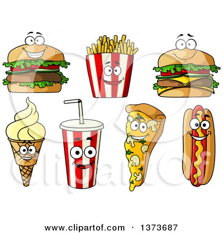 Clipart of Cartoon Fast Food Characters - Royalty Free Vector Illustration by Vector Tradition SM