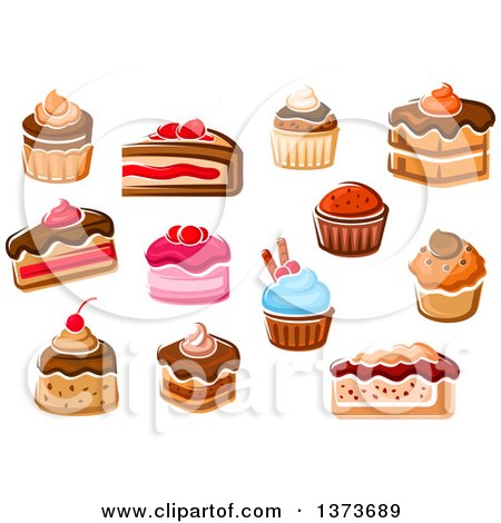 Clipart of Cakes and Cupcakes - Royalty Free Vector Illustration by Vector Tradition SM