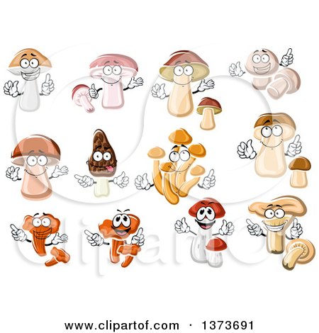Clipart of Mushroom Characters - Royalty Free Vector Illustration by Vector Tradition SM