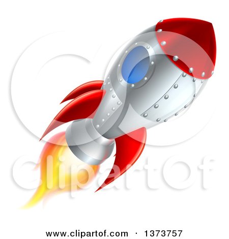 Clipart of a Flying Rocket Ship - Royalty Free Vector Illustration by AtStockIllustration