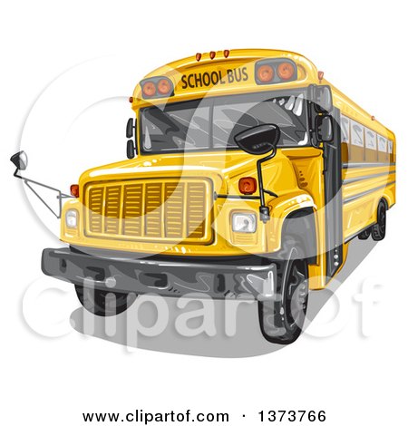 Clipart of a Yellow School Bus - Royalty Free Vector Illustration by merlinul