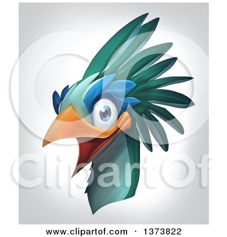 Clipart of a Happy Laughing Bird Head, on a Gradient Background - Royalty Free Illustration by Tonis Pan