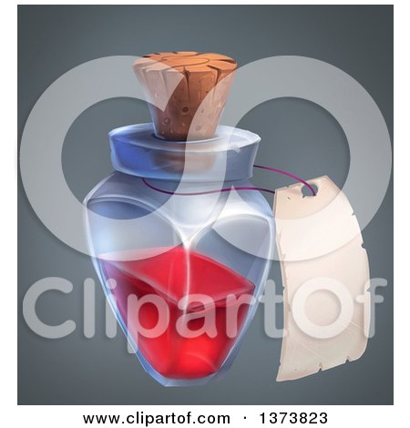 Clipart of a Magic Potion Bottle and Label, on a Gradient Background - Royalty Free Illustration by Tonis Pan