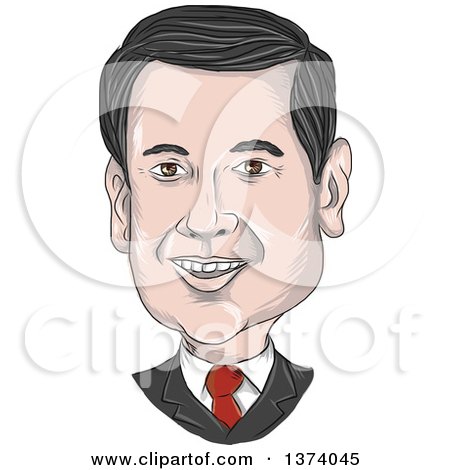 Clipart of a Sketched Caricature of Marco Rubio - Royalty Free Vector Illustration by patrimonio