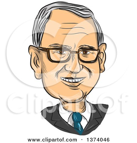 Clipart of a Sketched Caricature of Bernie Sanders - Royalty Free Vector Illustration by patrimonio