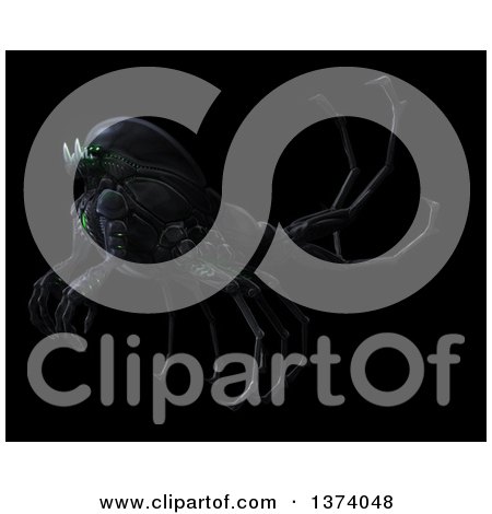 Clipart of an Underground Alien or Monster, on a Black Background - Royalty Free Illustration by Leo Blanchette