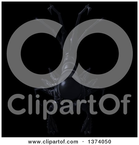 Clipart of an Underground Alien or Monster Descending, on a Black Background - Royalty Free Illustration by Leo Blanchette